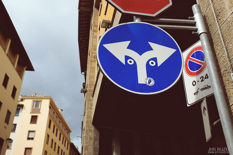 Art Traffic Signs in Florence by Clet Abraham