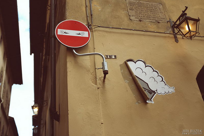 Art Traffic Signs in Florence by Clet Abraham
